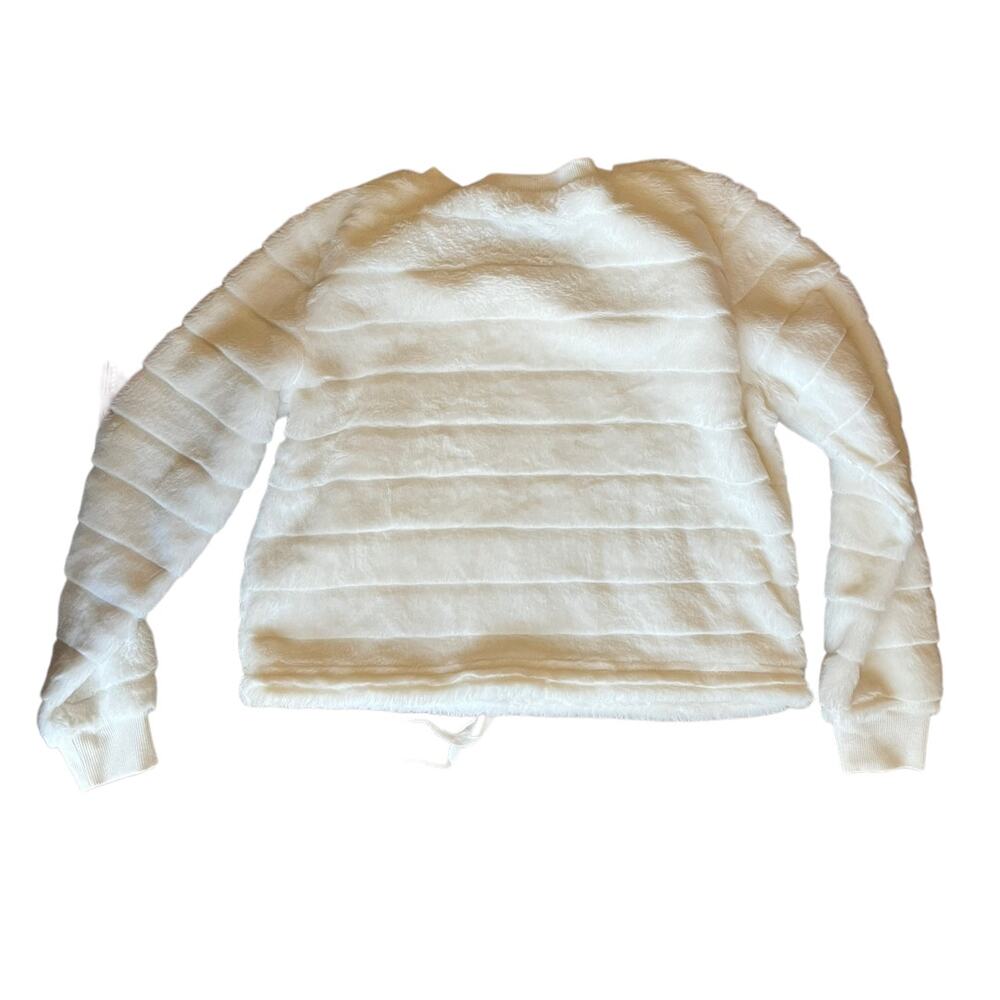 Almost Famous Cozy White fuzzy sweater drawstring cinch waist Med NWT - Picture 5 of 5